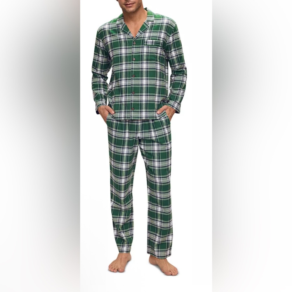 Eberjey Men's Flannel tartan plaid Long PJ Set, size large brand new with tags